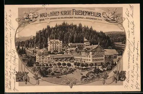 Künstler-AK Friedenweiler, Blick zur Kuranlage mit Kurhaus