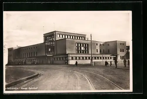 AK Meissen, Neuer Bahnhof, Strassenpartie