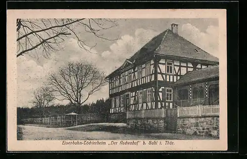 AK Suhl i. Thür., Eisenbahn-Töchterheim Der Aschenhof