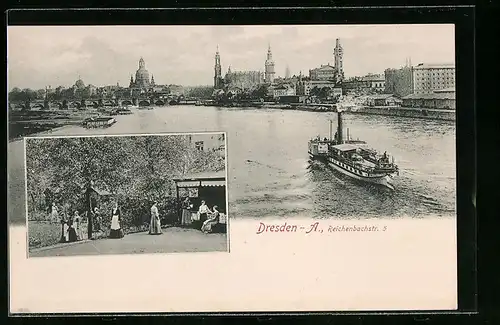 AK Dresden, Reichenbachstrasse 5, Flusspartie
