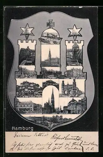 AK Hamburg, Ortsansichten mit Wappen