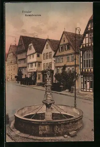 AK Fritzlar, Blick auf den Rolandbrunnen