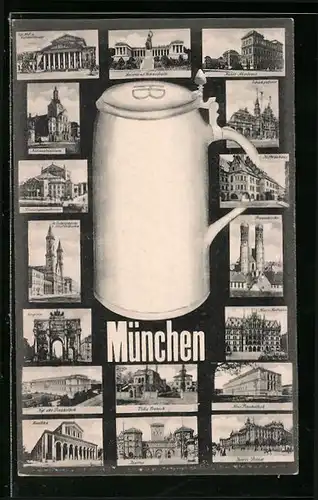 AK München, Gasthof Hofbräuhaus, Nationalmuseum, Siegestor