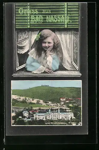 AK Bad Nassau, Kurhaus, Kind am Fenster