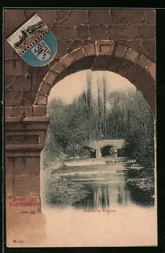 AK Bad Nauheim, Steinerne Brücke mit Wappen