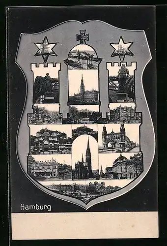 AK Hamburg, Ortsansichten mit Wappen