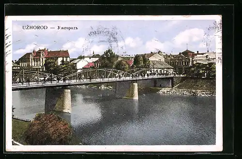AK Uzhorod, Ortsansicht hinter Flussbrücke