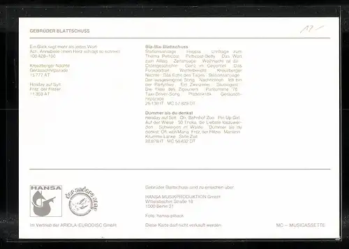 AK Musiker der Gruppe Gebrüder Blattschuss, mit Autograph