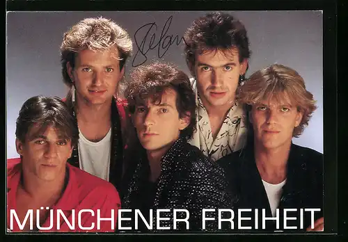 AK Musiker der Gruppe Münchener Freiheit, mit Autograph