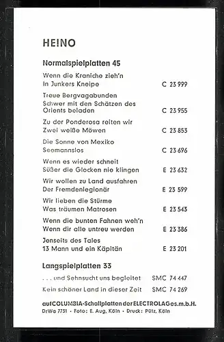 AK Sänger Heino ohne Brille