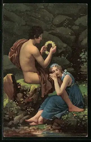 Künstler-AK Stengel & Co. Nr. 29442: Daphnis und Cloe nach Gerard