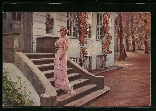 Künstler-AK sign. N. Fallsen: Erwartungsvoll, Dänische Kunst