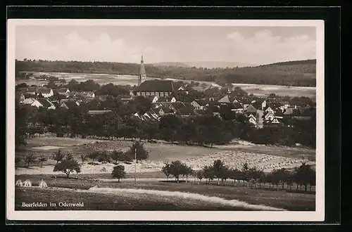 AK Beerfelden im Odenwald, Ortsansicht aus der Vogelschau