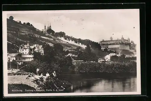 AK Würzburg, Festung-Käppele, Partie bei der Insel