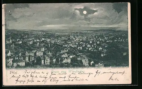 AK Wiesbaden, Ortsansicht aus der Vogelschau