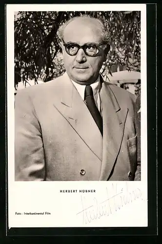 AK Schauspieler Herbert Hübner im Anzug mit Brille