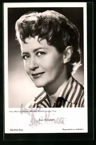 AK Schauspielerin Susi Nicoletti mit freundlichem Blick