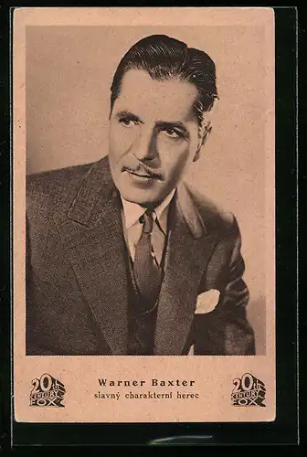 AK Schauspieler Warner Baxter mit Schnurrbart