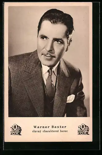 AK Schauspieler Warner Baxter zur Seite blickend