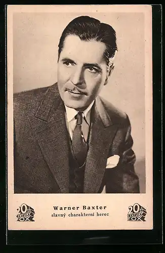 AK Schauspieler Warner Baxter im Anzug