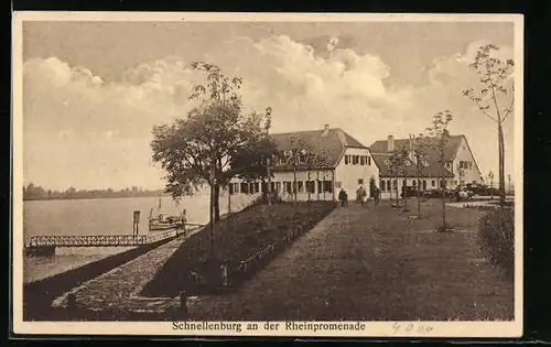 AK Düsseldorf, Restaurant Schnellenburg an der Rheinpromenade
