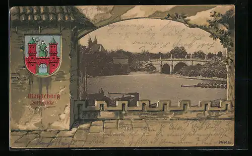 AK Magdeburg, Zollbrücke mit Wappen