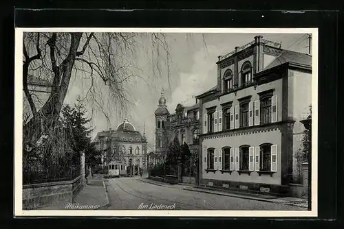 AK Maikammer, Am Lindeneck mit Strassenbahn