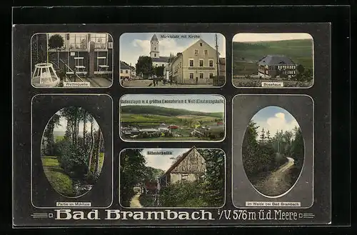 AK Bad Brambach, Bosehaus, Waldpartie, Badeanlagen, Röthenbachmühle