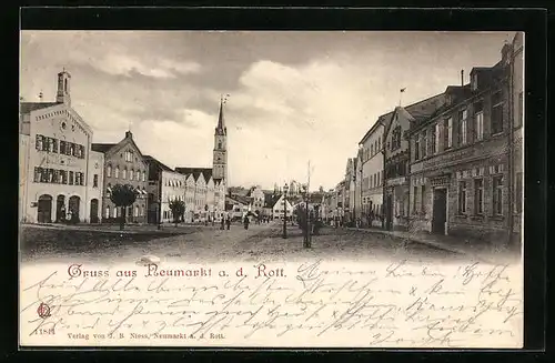 AK Neumarkt a. d. Rott, Strassenpartie mit Blick auf die Kirche