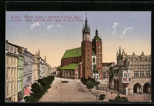 AK Cracovie, Place principale avec l`eglise de la St. Vierge