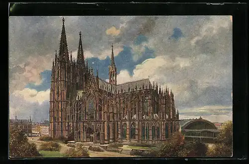 AK Köln, Dom mit Bahnhof