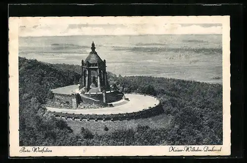 AK Porta-Westfalica, Kaiser-Wilhelm-Denkmal mit Ausblick