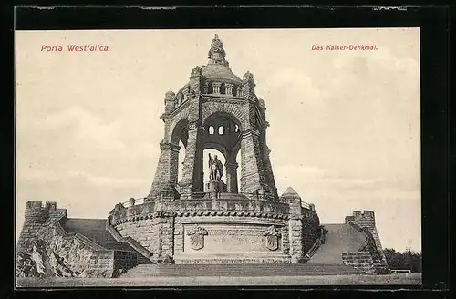 AK Porta Westfalica, Das Kaiser-Denkmal in Totalansicht