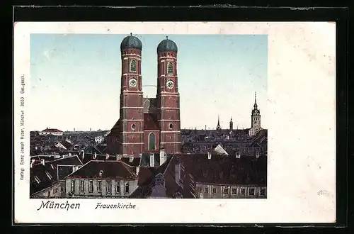 AK München, Frauenkirche mit Ortsansicht