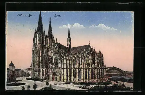 AK Cöln a. Rh., Dom mit Hauptbahnhof