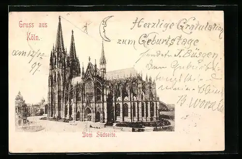 AK Köln, Südseite des Doms