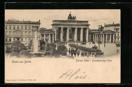 AK Berlin, Pariser Platz und Brandenburger Tor