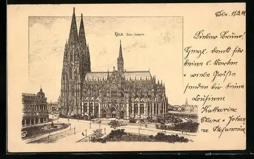 AK Köln, Südseite des Doms