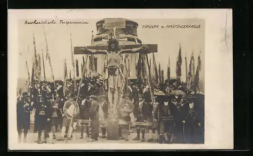 AK Wien, Eucharistische Festprozession 1912, Tiroler mit Haspingerkreuz