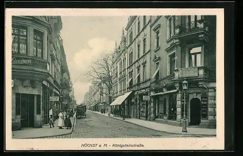 AK Höchst a. M., Passanten in der Königsteinstrasse