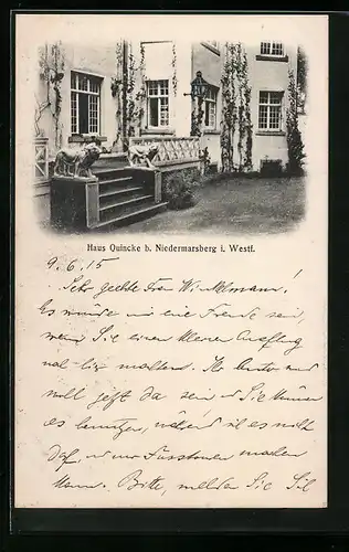 AK Niedermarsberg i. W., Gasthof Haus Quincke