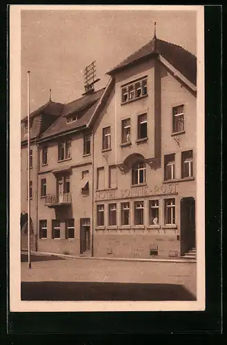 AK Lahr, Hotel Sonne-Post mit Strasse