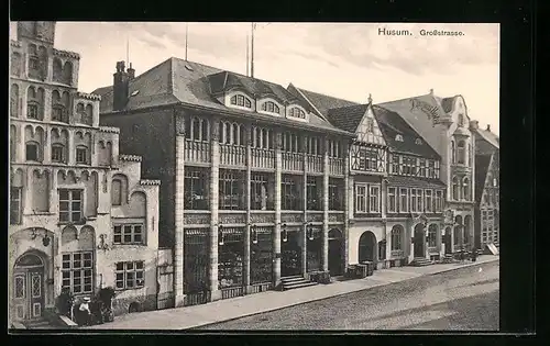 AK Husum, Partie in der Grossstrasse aus der Vogelschau