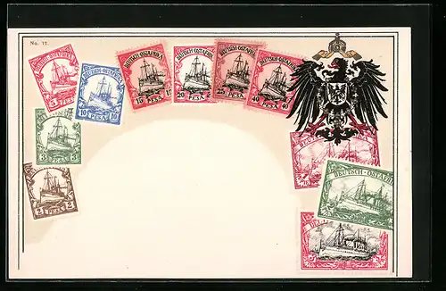 AK Verschiedene Briefmarken Deutsch-Ostafrikas