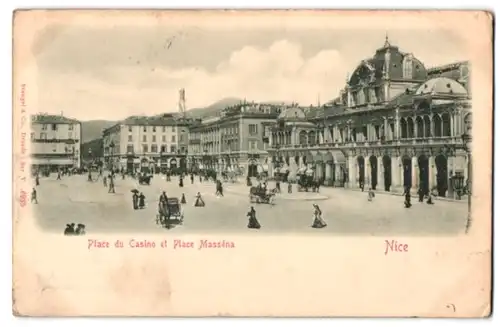 Relief-AK Nice, Place du Casino et Place Masséna