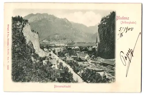 Relief-AK Bludenz, Blick in die Bürserschlucht