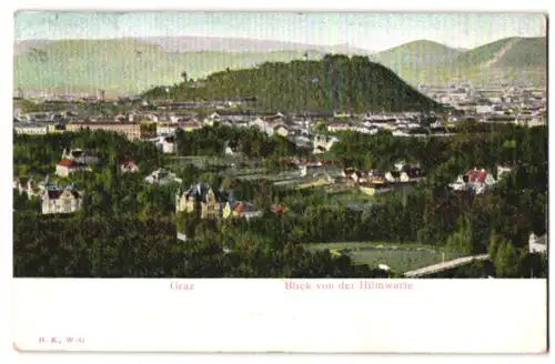 Relief-AK Graz, Totalansicht von der Hilmwarte