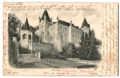 Relief-AK Maissau, Schloss in der Gesamtansicht