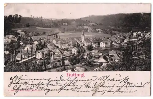 Relief-AK Huttwyl, Gesamtansicht aus der Vogelschau