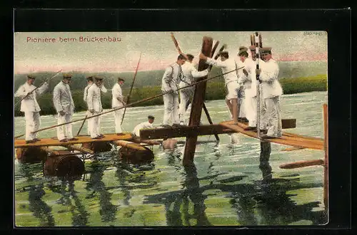 Künstler-AK Bruno Bürger & Ottillie Nr. 8646: Pioniere beim Brückenbau